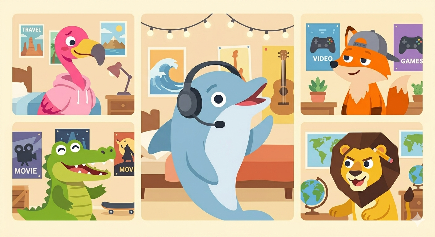 Lenglish Teens - dolphins and animals on video call